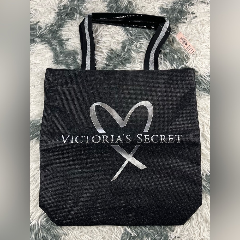 Victoria's Secret Women's Black Silver Glitter 2017 Tote Bag